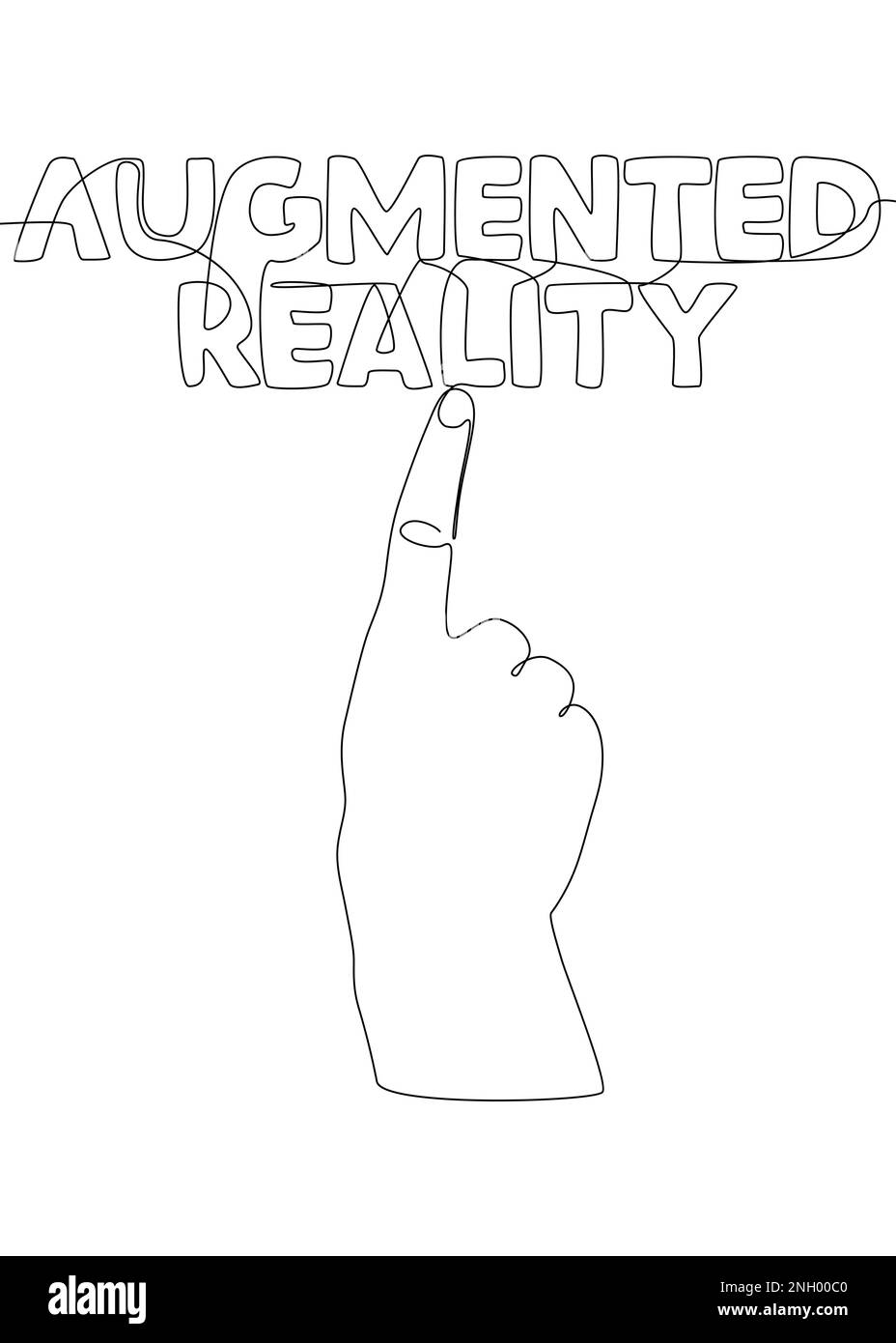 Una linea continua di mano con la parola di realtà aumentata. Concetto di vettore di illustrazione a linea sottile. Disegno di contorno idee creative. Illustrazione Vettoriale