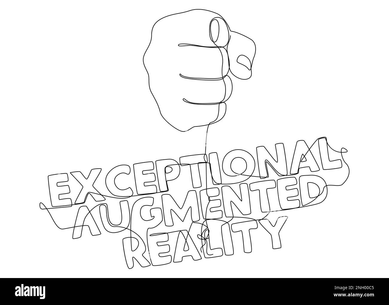 Una linea continua di mano con eccezionale parola di realtà aumentata. Concetto di vettore di illustrazione a linea sottile. Disegno di contorno idee creative. Illustrazione Vettoriale