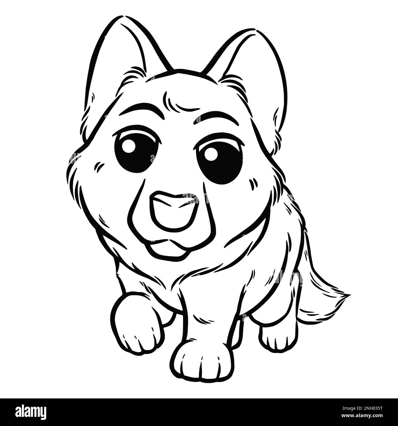 Illustrazione vettoriale del lupo Cartoon - libro da colorare per bambini Illustrazione Vettoriale