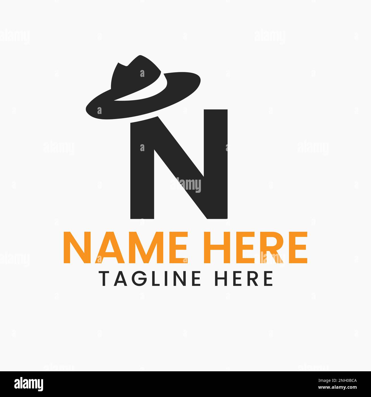 Lettera N Gentlemen Hat Logo Design Concept con Cowboy Hat icona Template Illustrazione Vettoriale