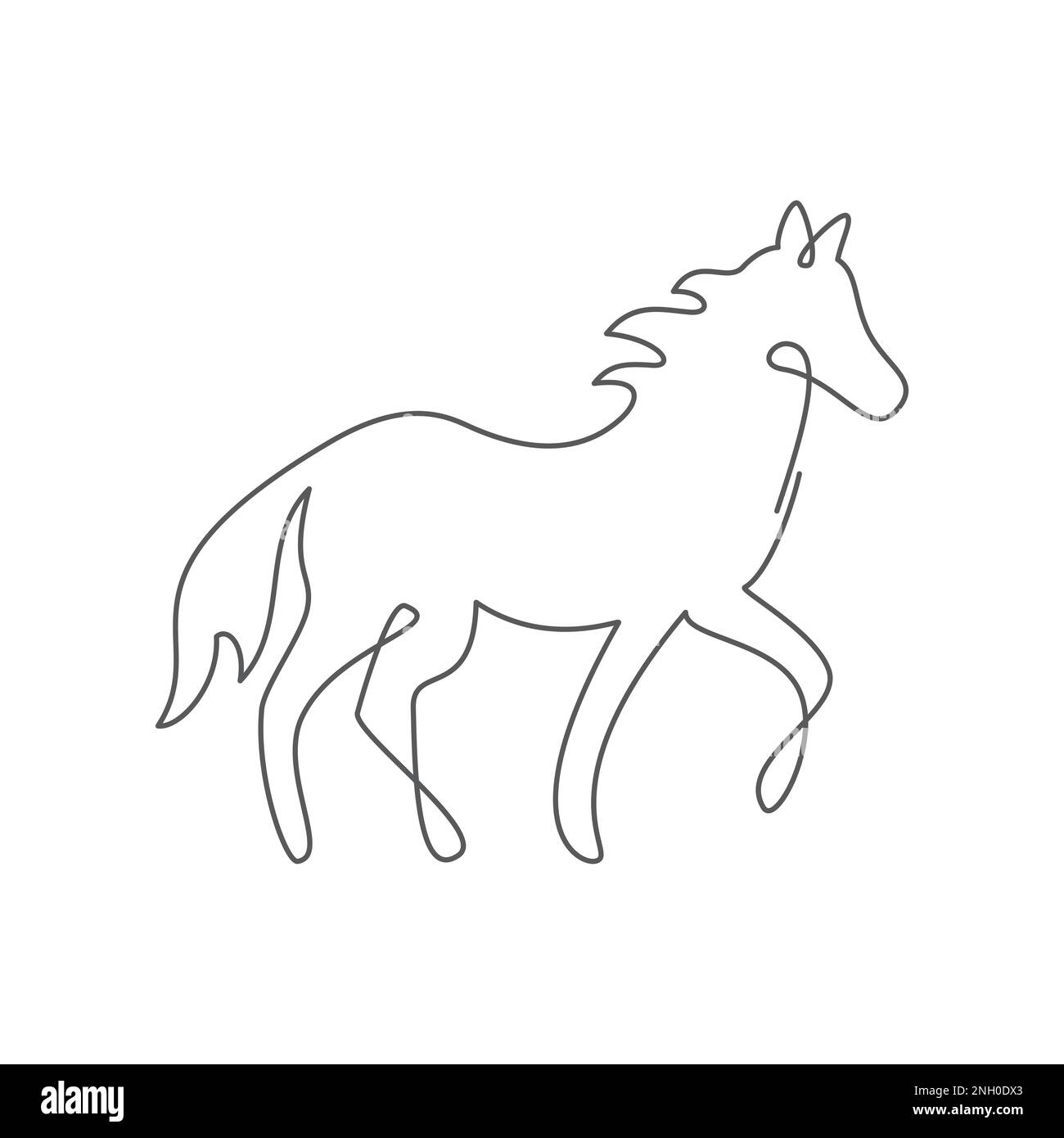 Cavallo una linea disegnata su sfondo bianco Illustrazione Vettoriale