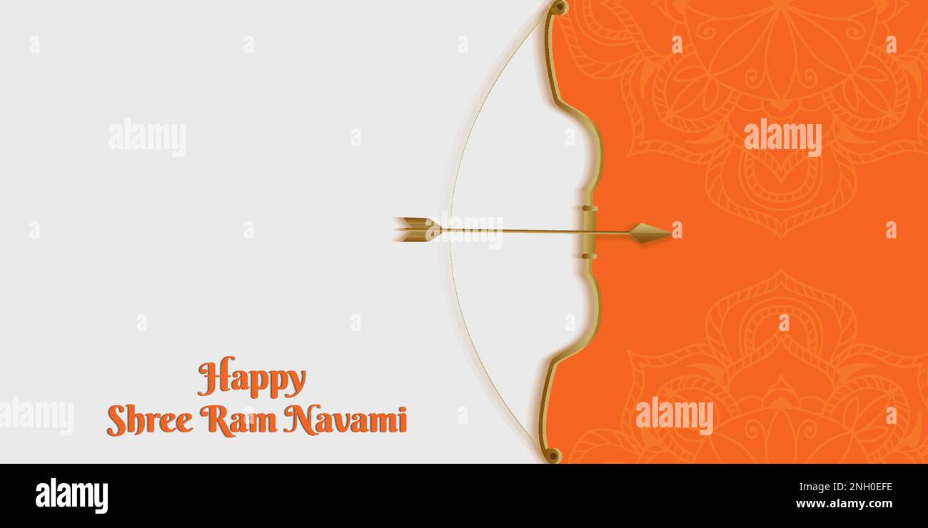 Carta stile taglio Happy Shree RAM Navami banner orizzontale Illustrazione Vettoriale