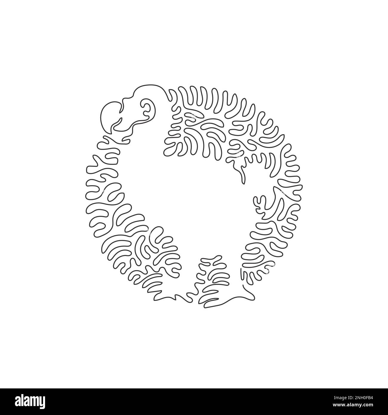 Curva continua disegno a una linea di disegno astratto dodo in piedi Illustrazione del vettore di tratto modificabile a linea singola di specie estinta divertente dodo Illustrazione Vettoriale