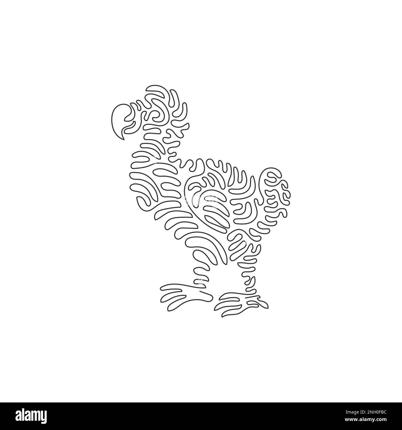 Singolo disegno di una linea di divertente arte astratta dodo Disegno a linea continua disegno grafico disegno vettoriale di carini uccelli dodo per simbolo Illustrazione Vettoriale