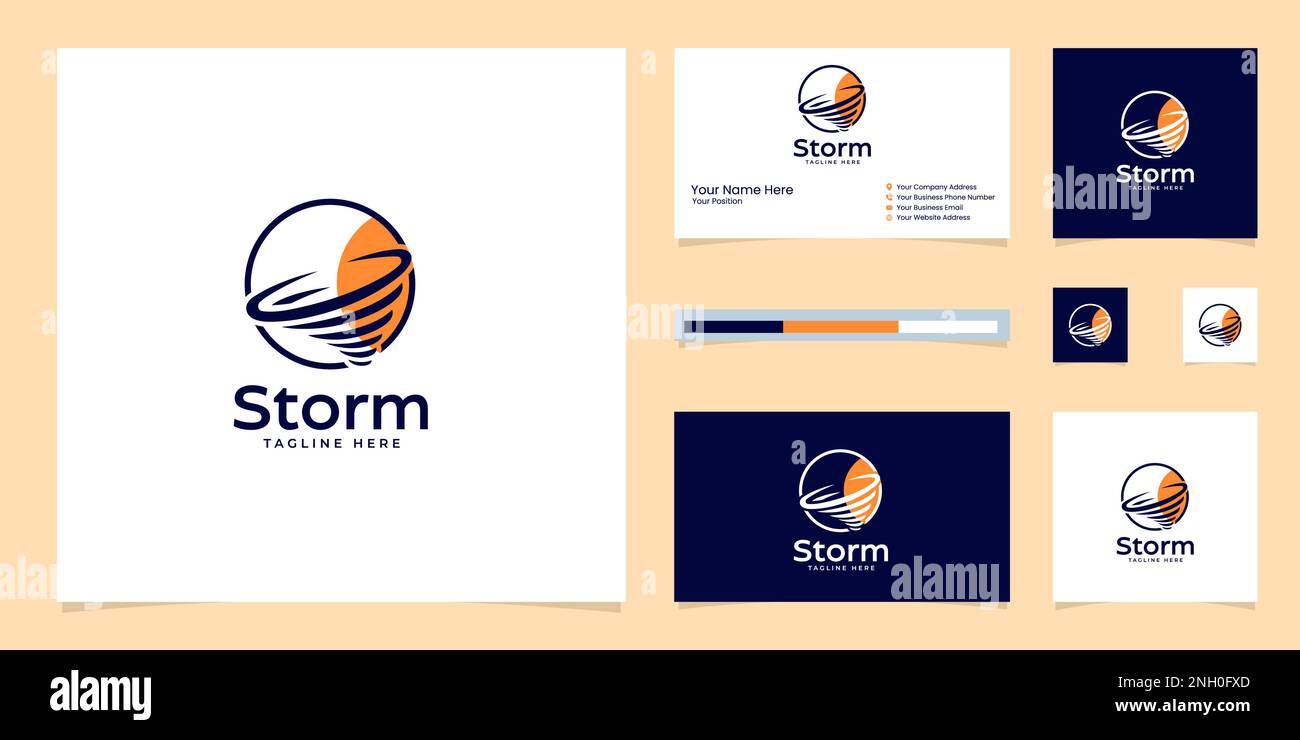 design moderno e minimalista con logo thunderstorm Illustrazione Vettoriale