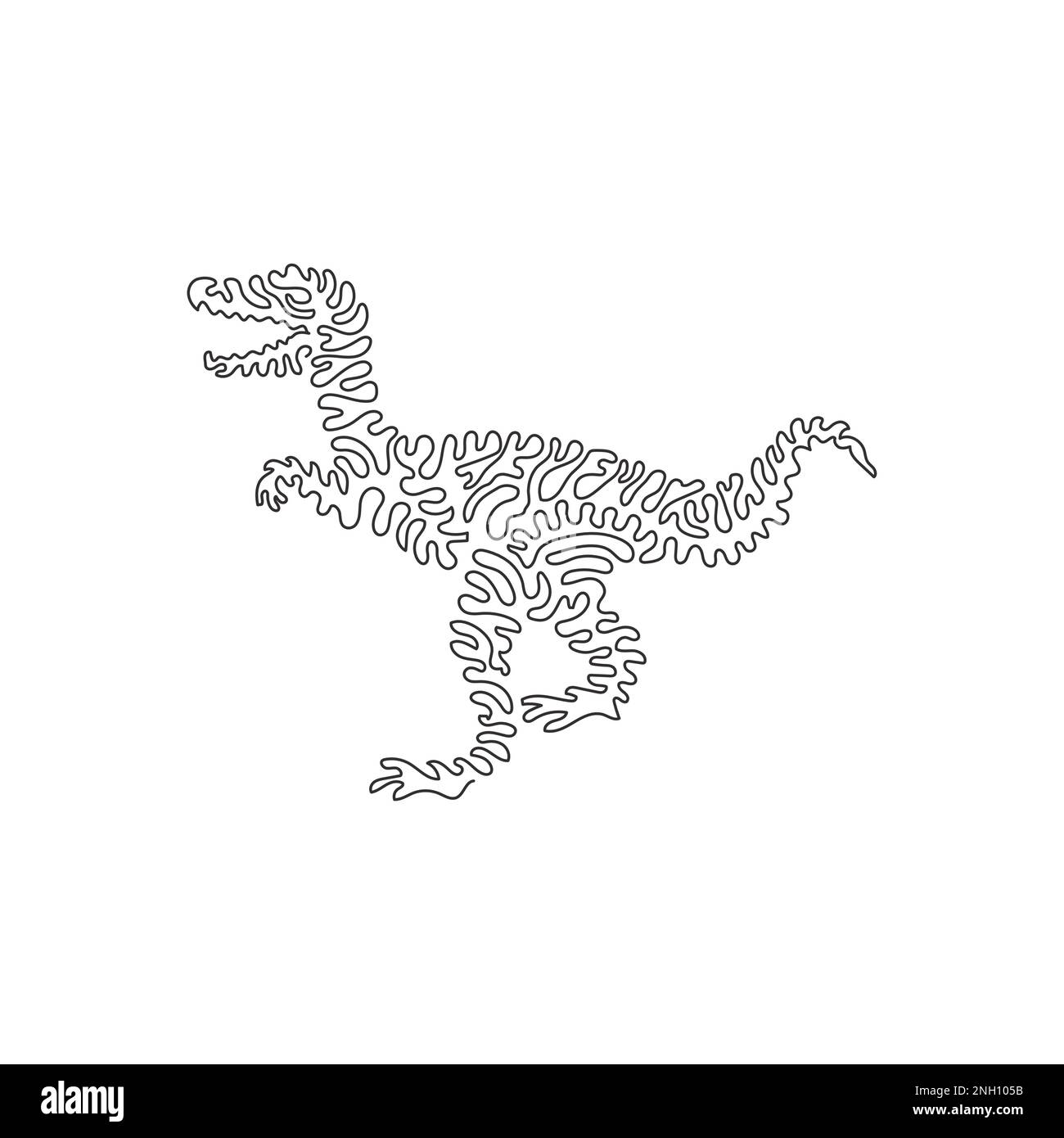 Singolo riccio una linea di disegno di ladro agile astratto arte Disegno a linea continua disegno grafico disegno vettoriale di dinosauro feroce Illustrazione Vettoriale