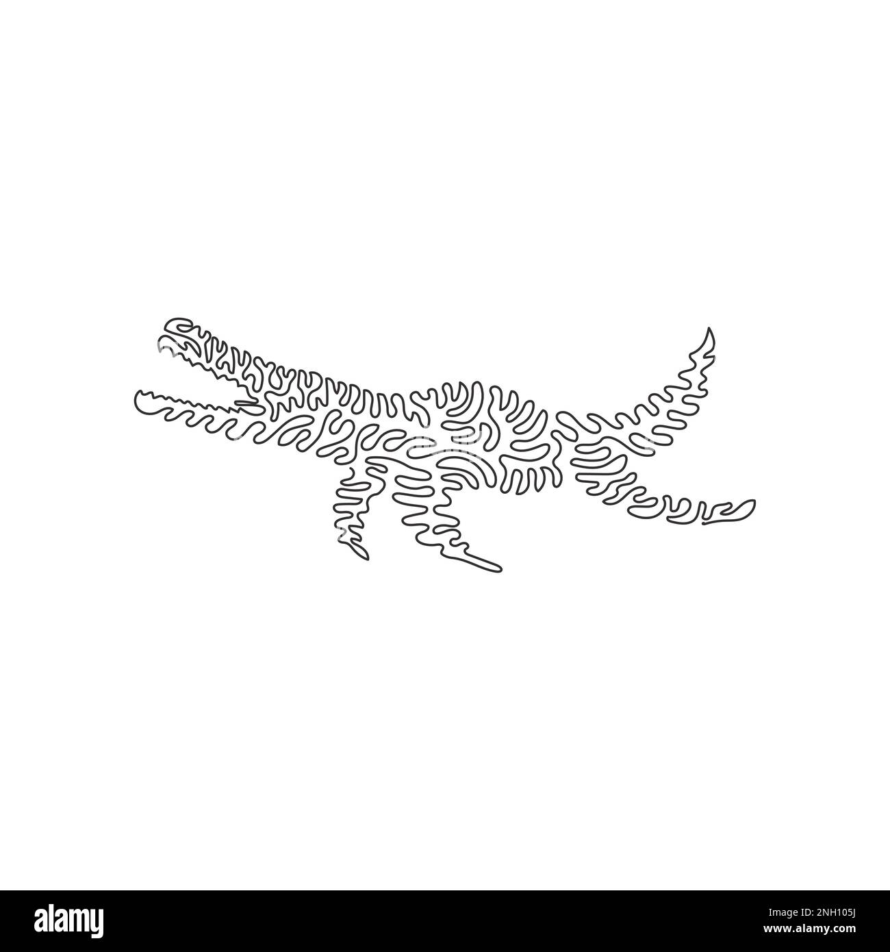 Singola una linea di disegno di mostri marini mosasaurs astratto arte Disegno vettoriale grafico a linea continua di un corpo simile a un serpente per l'icona Illustrazione Vettoriale