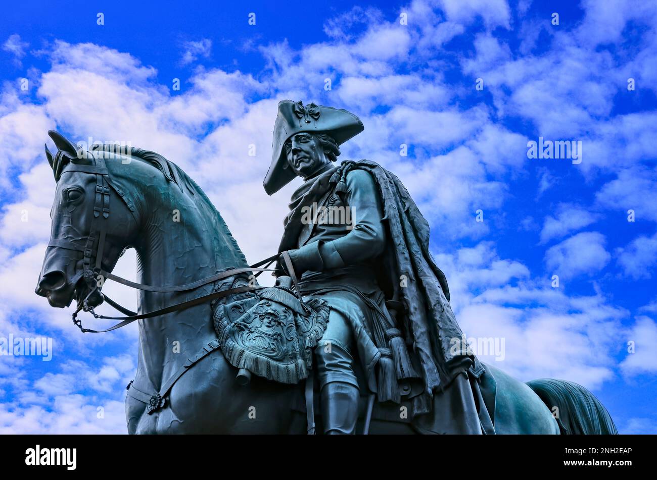 Statua equestre di Federico il Grande di Christian Daniel Rauch, Unter den Linden, Berlino, Germania, Europa. Foto Stock