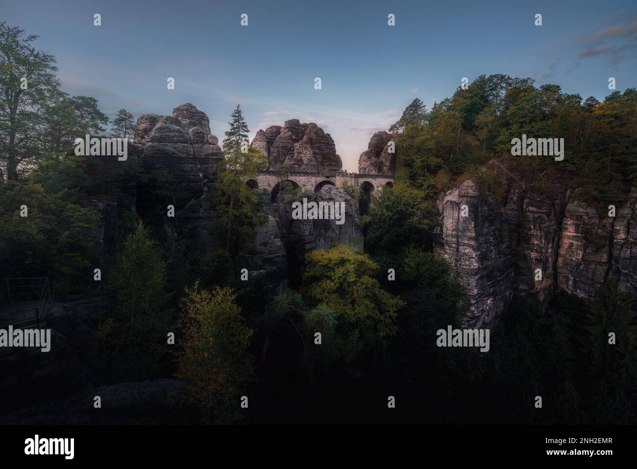 Ponte di Bastei (Basteibrucke) - Sassonia, Germania Foto Stock