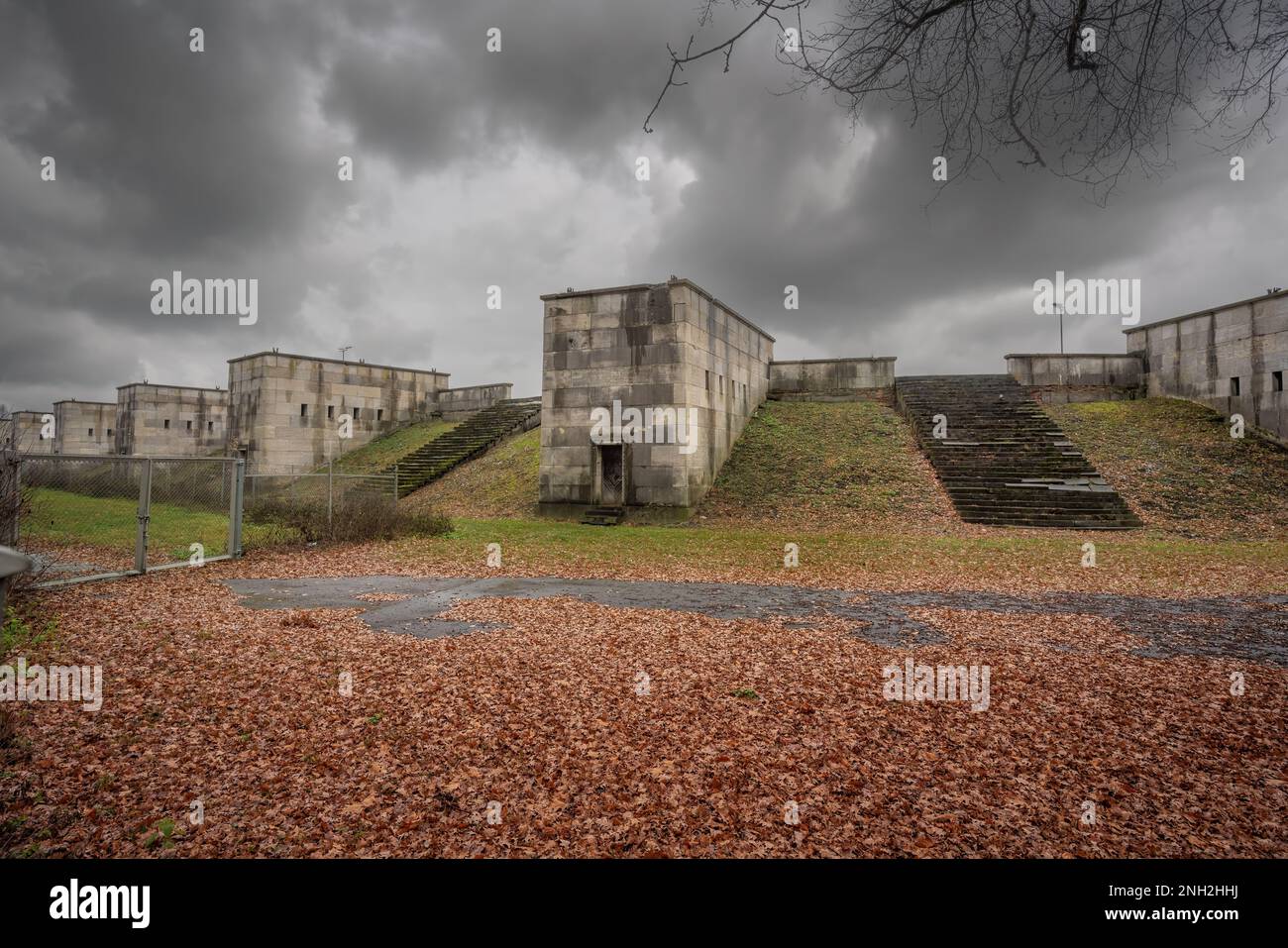 Zeppelin Field (Zeppelinfeld) fa parte del Centro di documentazione dei Rally del Partito nazista - Norimberga, Baviera, Germania Foto Stock