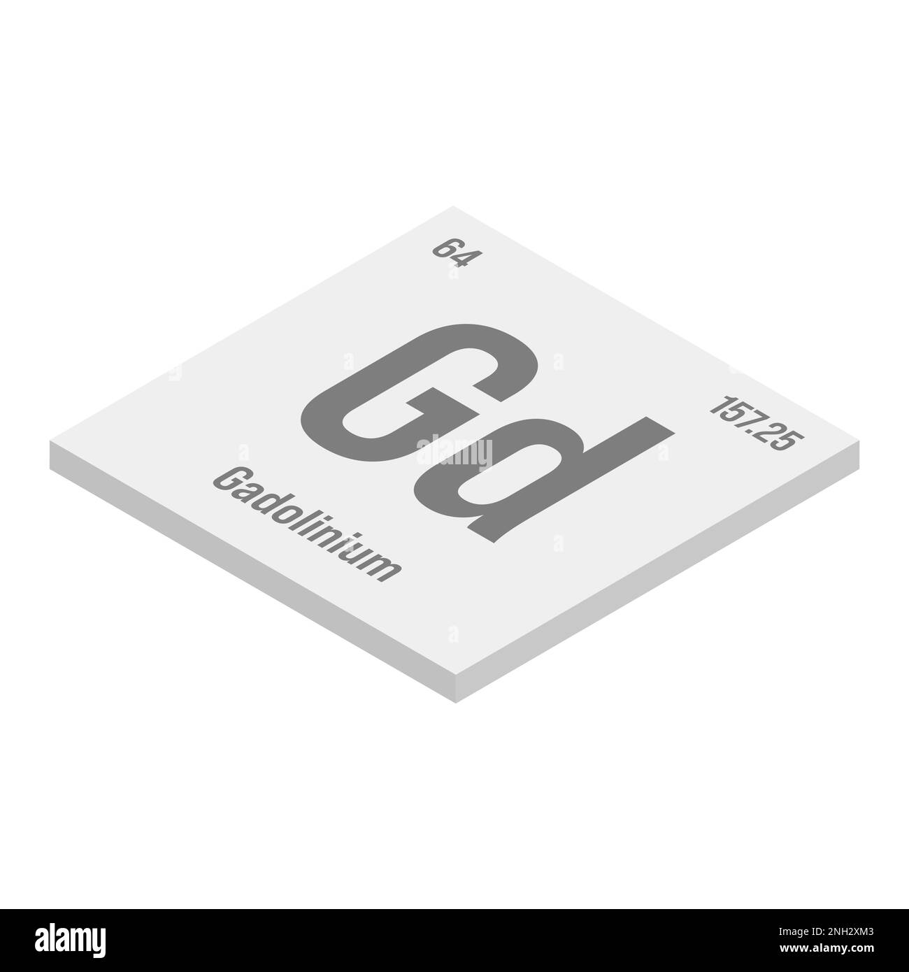 Fluorine, F, grigio 3D illustrazione isometrica dell'elemento periodico della tabella con nome, simbolo, numero atomico e peso. Alogeno con vari usi industriali, come in prodotti odontoiatrici, refrigeranti e come gas reattivo nella lavorazione chimica. Illustrazione Vettoriale