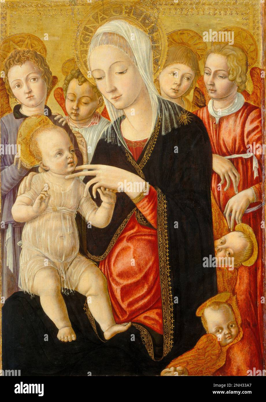 OPERA d'ARTE Matteo di Giovanni Madonna col Bambino con Angeli e cherubini ca. 1460/1465 Foto Stock