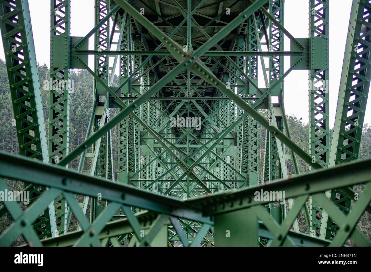 Vista sul ponte Deception Pass, Washington state USA Foto Stock
