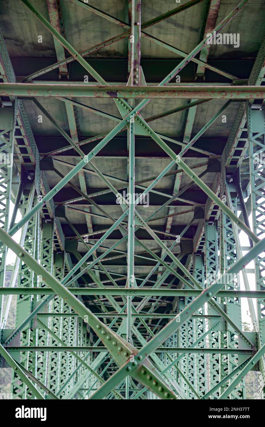 Vista sul ponte Deception Pass, Washington state USA Foto Stock