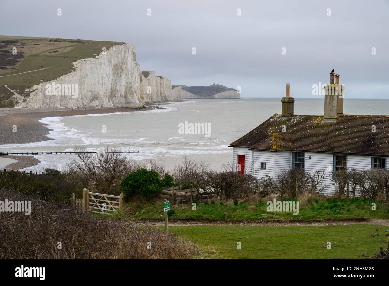 Cruckmere Haven & Seven Sisters Cliffs, East Sussex, Regno Unito Foto Stock