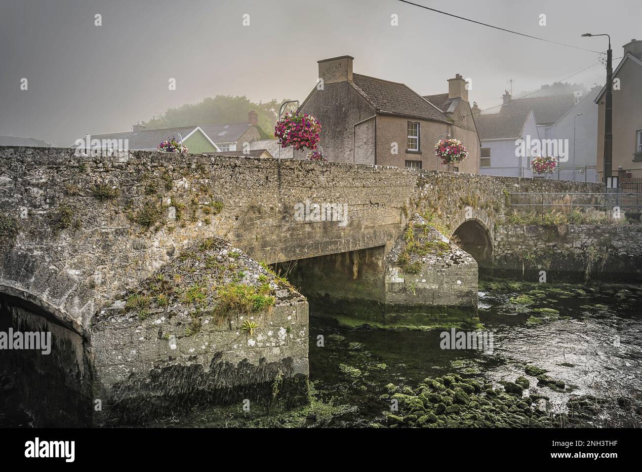 Vecchio ponte di pietra sul fiume Deel nel centro della città di Askeaton, co Limerick, Irlanda Foto Stock
