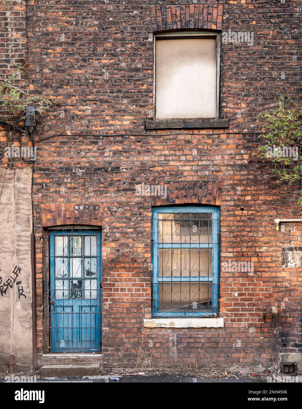 Vista sulla facciata dell'edificio Old Mill di Manchester, Regno Unito Foto Stock