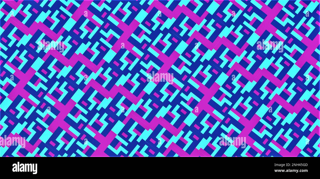 Sfondo elegante per biglietti d'auguri. Colori viola, turchese e blu. Forme sostanzialmente rettangolari. rendering 3d. Foto Stock