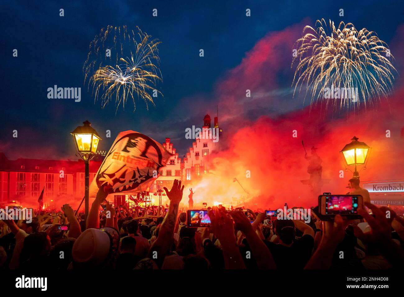 Roemer, Eintracht Frankfurt europacup, vincitore della UEFA Europa League, festa al tramonto a Francoforte sul meno, Germania Foto Stock