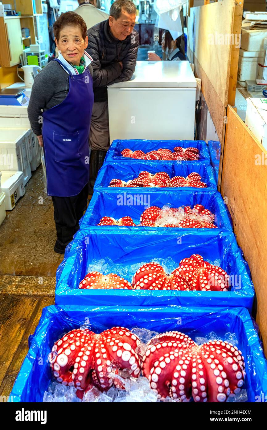 Tokyo Giappone. Mercato Del Pesce. Polpo Foto Stock