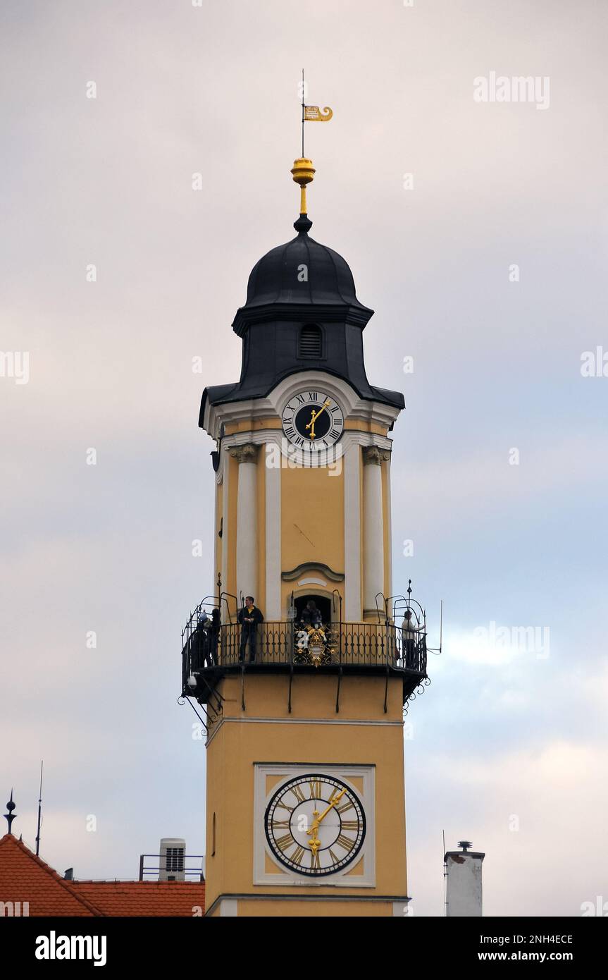 Torre dell'orologio, Hodinová veža, Banská Bystrica, Besztercebánya, Slovacchia, Slovensko, Europa Foto Stock