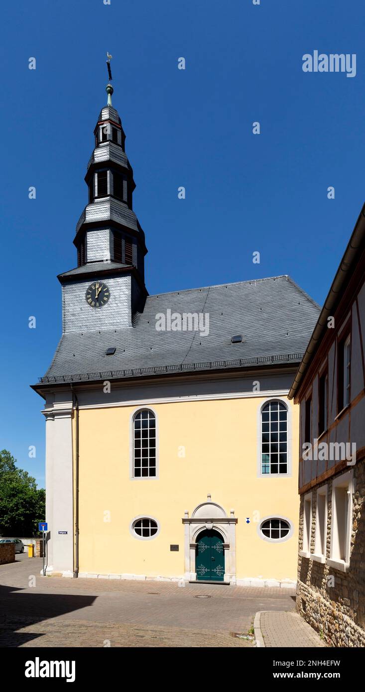 Piccola chiesa protestante, Alzey, Renania-Palatinato, Germania Foto Stock