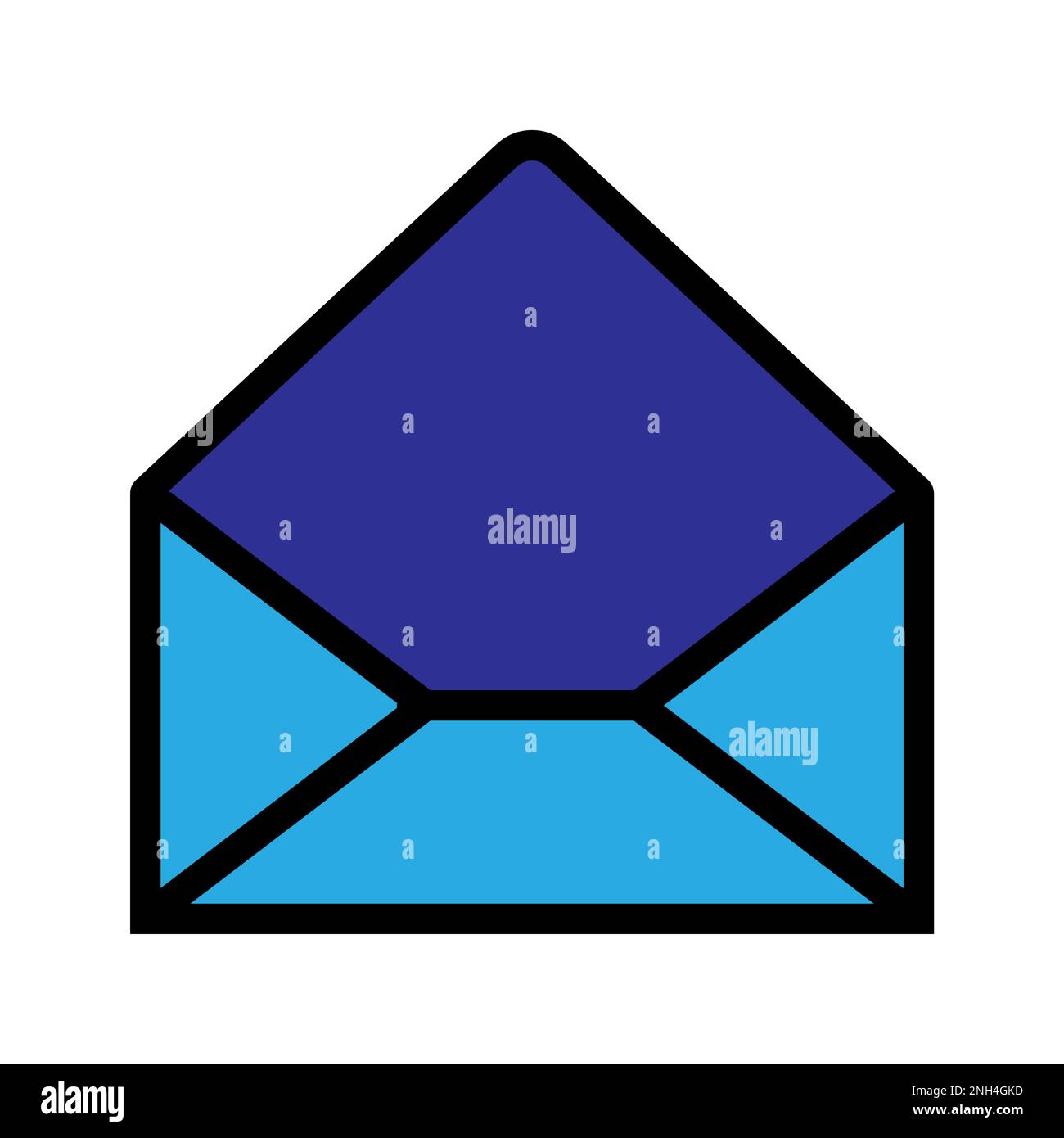 Apri la riga dell'icona della posta isolata su sfondo bianco. Icona sottile nera piatta sullo stile moderno. Simbolo lineare e tratto modificabile. PE semplice e pixel Illustrazione Vettoriale