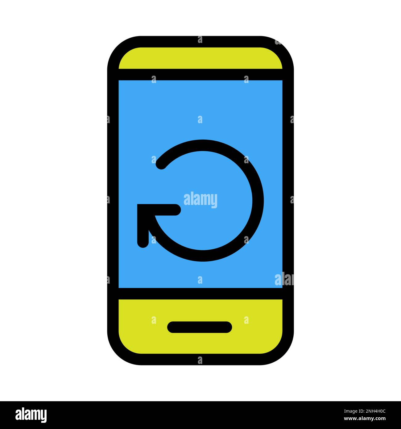 Aggiorna la riga dell'icona dello smartphone isolata su sfondo bianco. Icona sottile nera piatta sullo stile moderno. Simbolo lineare e tratto modificabile. Semplice e. Illustrazione Vettoriale