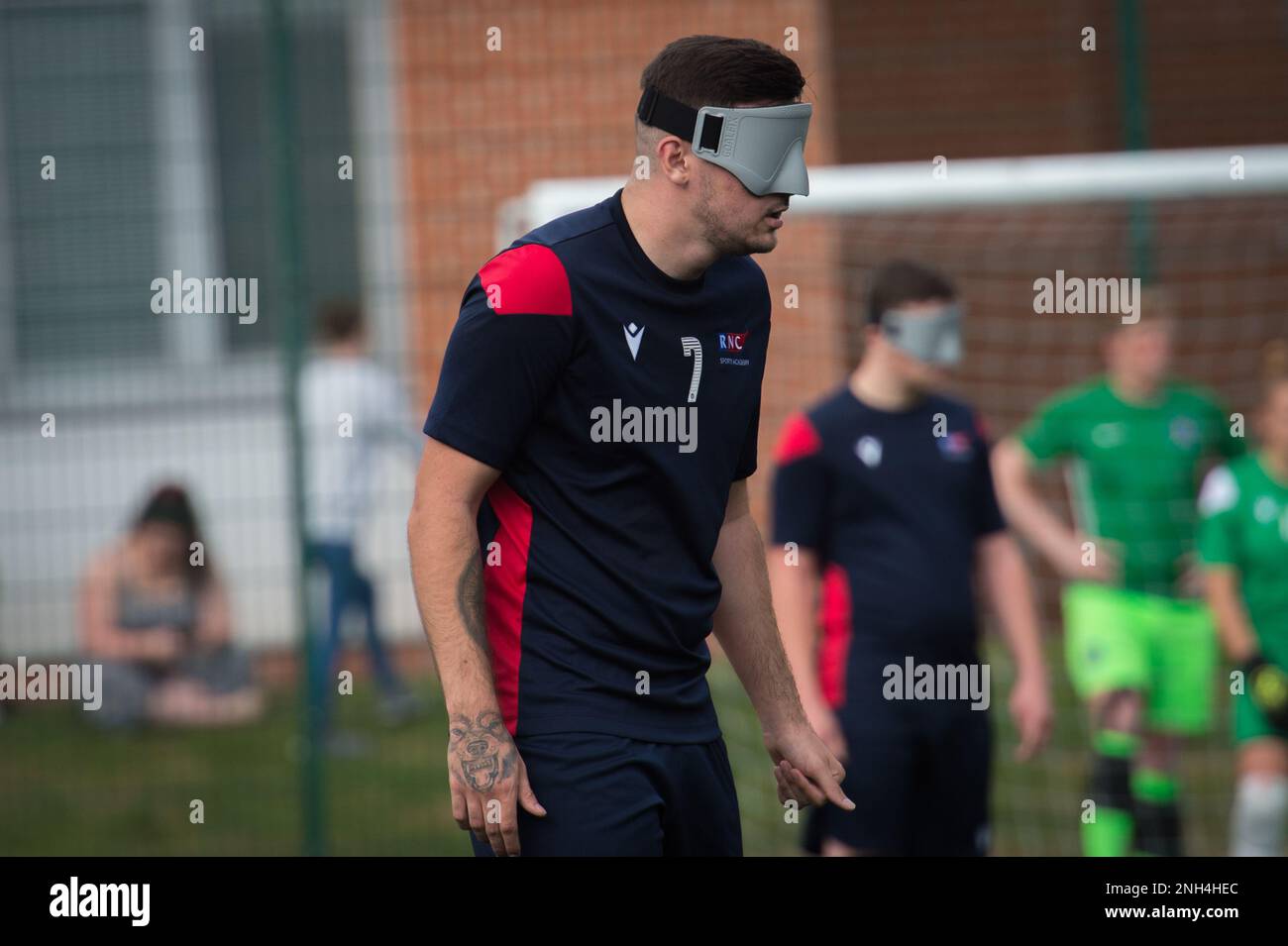 Hereford, Inghilterra 18 settembre 2021. Il giorno due della partita della National Blind Football League si è giocato al punto 4 di Hereford. Credito: Will Cheshire Foto Stock