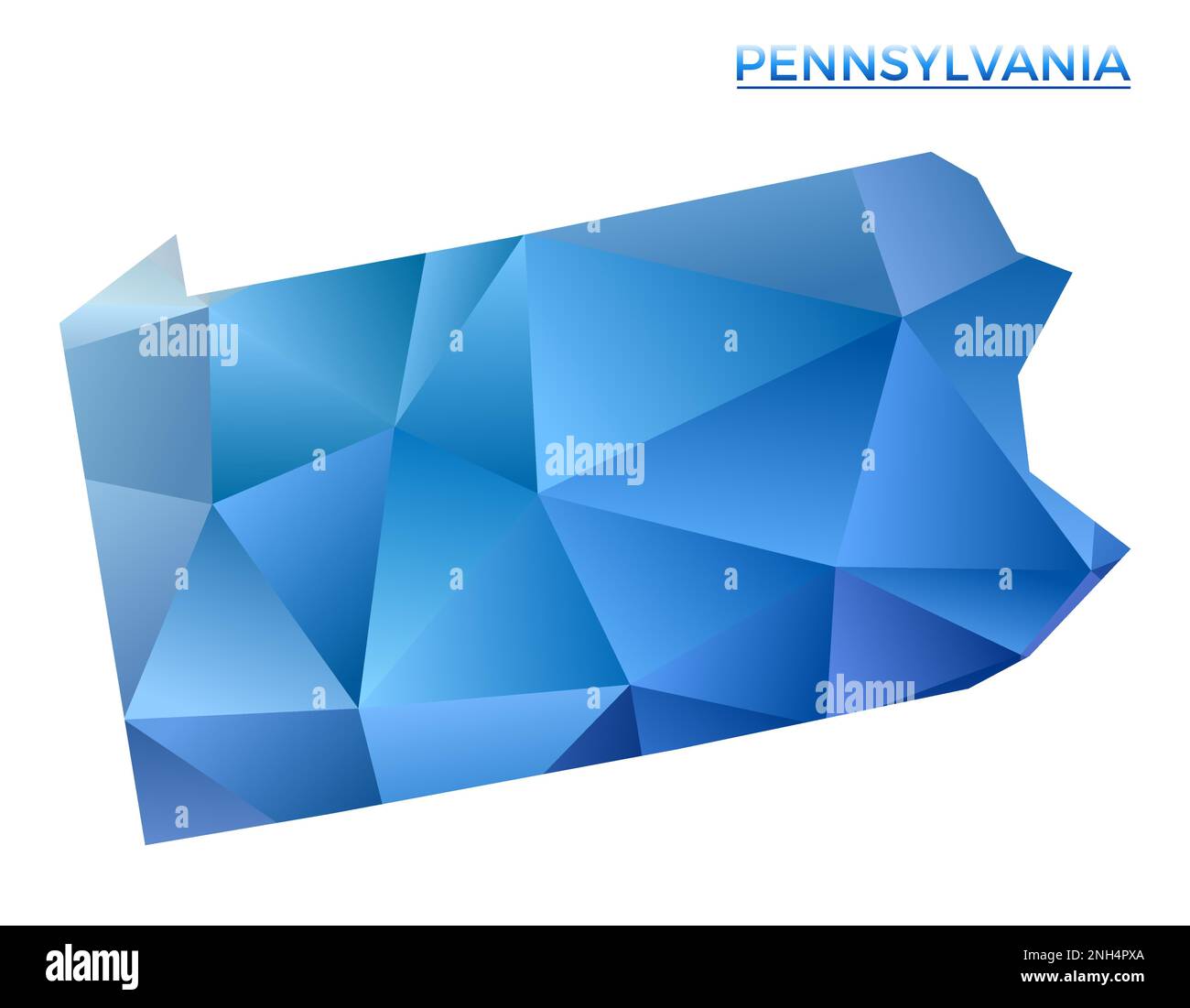 Mappa poligonale vettoriale della Pennsylvania. Vivace stato geometrico US in basso stile poly. Illustrazione radiosa per le vostre infografiche. Tecnologia, internet, rete Illustrazione Vettoriale