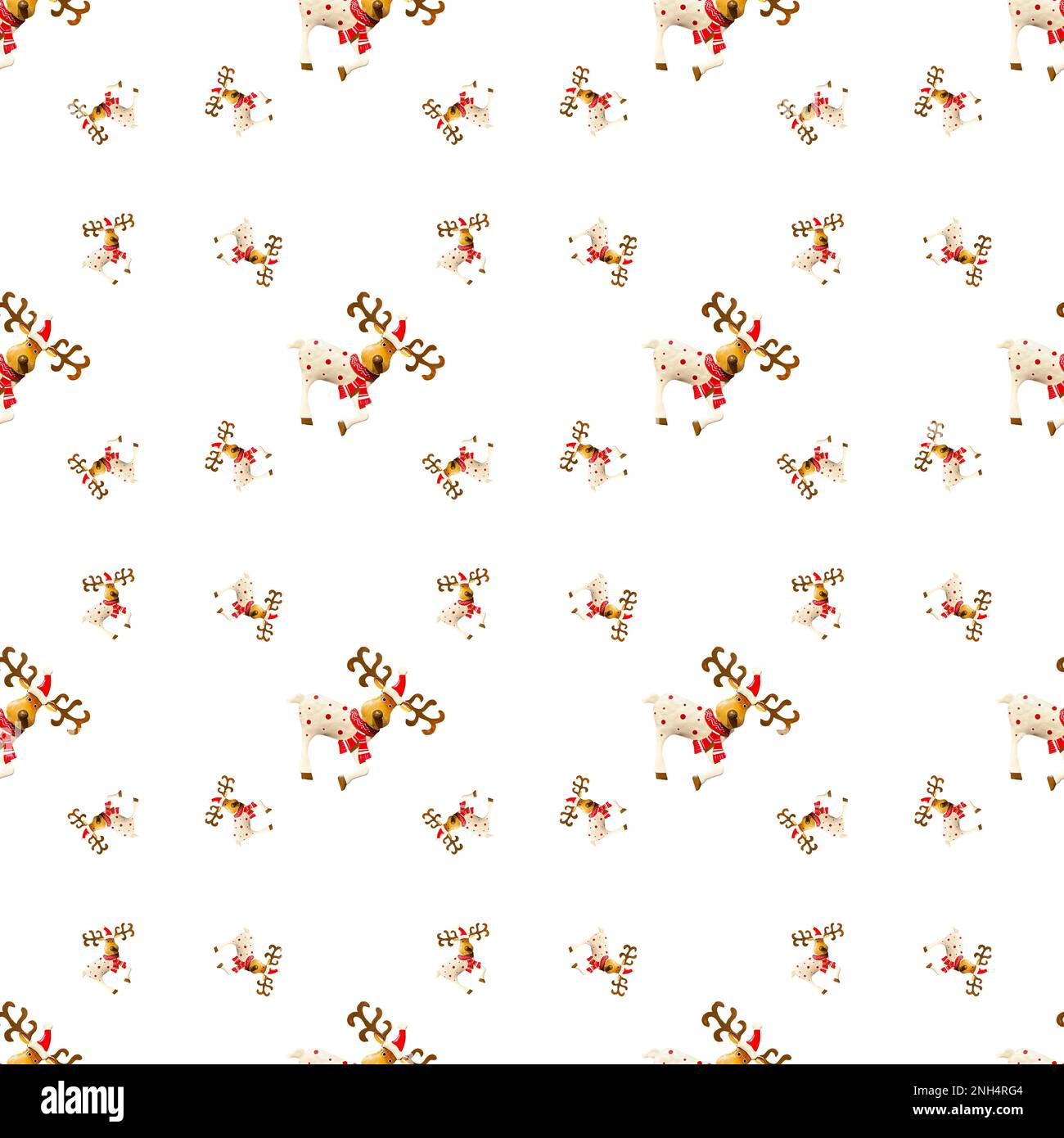 Modello di Natale realizzato con un cervo di natale su sfondo bianco Foto Stock