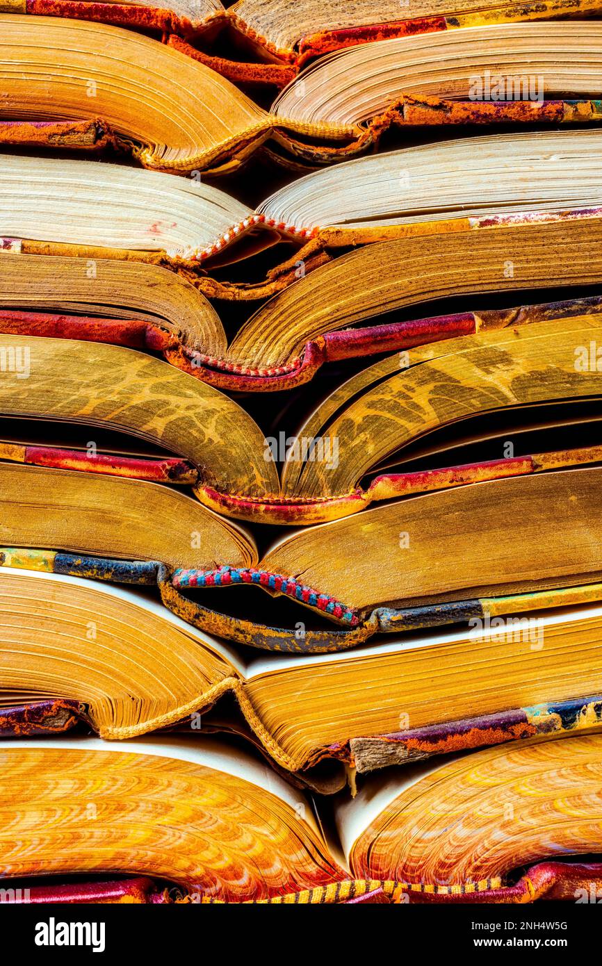 Spine impilate del libro Foto Stock