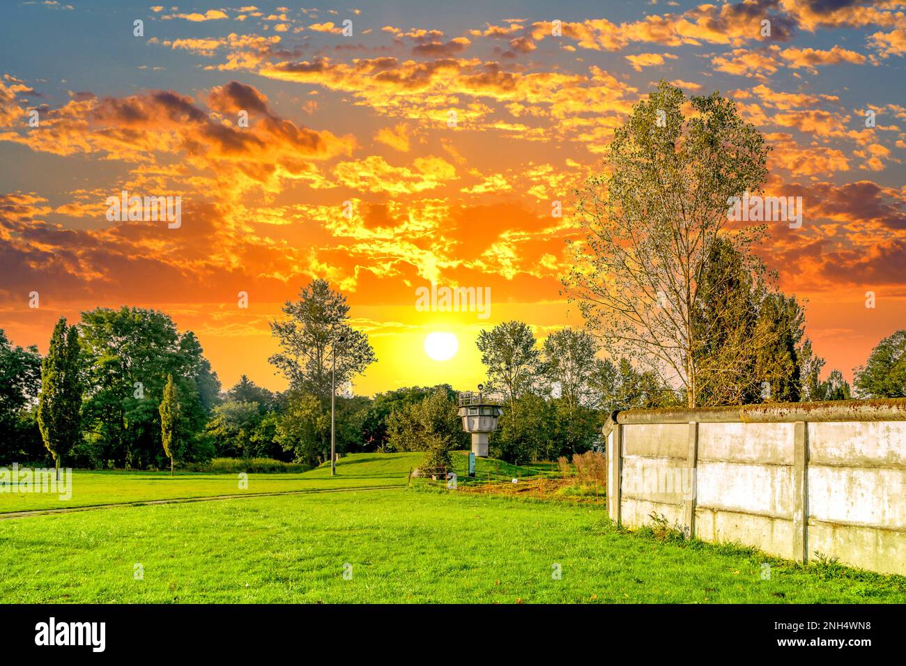 Confine a Hoetensleben, Sassonia Anhalt, Germania Foto Stock