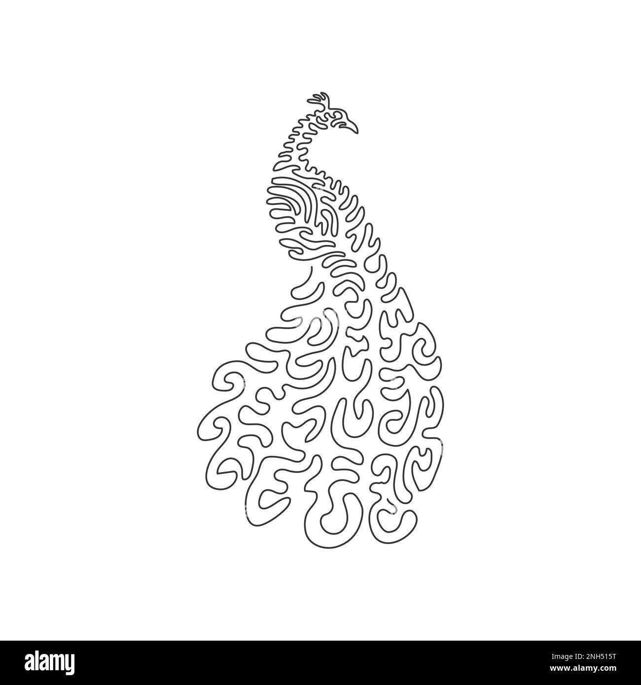 Singolo disegno a linea continua di adorabile pavone sfumato astratto art.disegno a linea continua disegno vettoriale illustrazione di peafowl bello Illustrazione Vettoriale