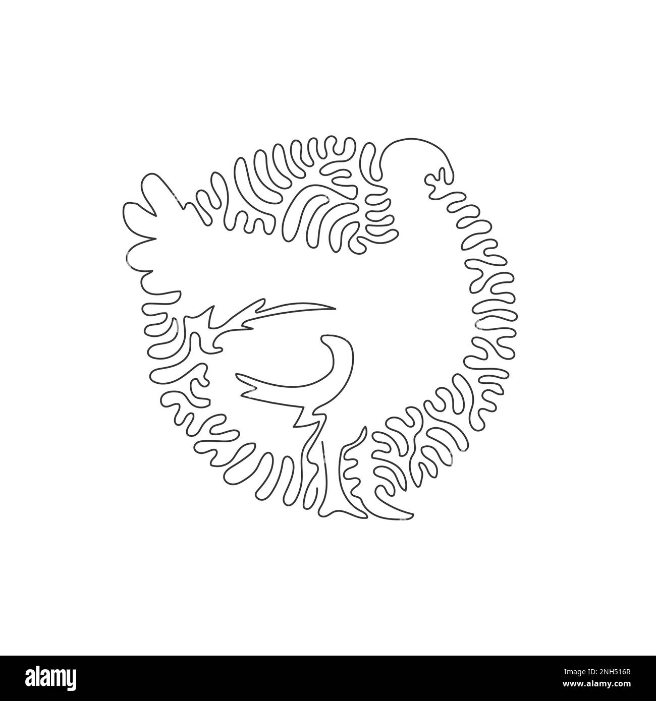 Curva continua un disegno a linea di adorabile tacchino uccello astratto arte Immagine vettoriale modificabile a linea singola di un simpatico uccello tacchino domestico Illustrazione Vettoriale