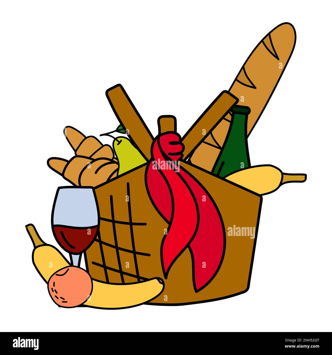 biglietto d'invito per la festa del picnic con cibo, frutta. Illustrazione Vettoriale