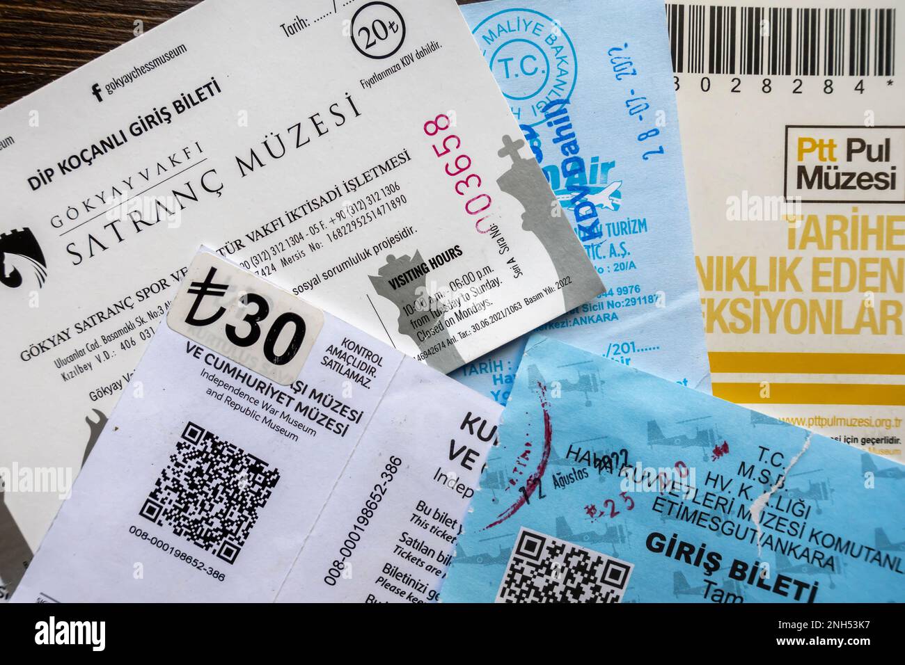 Biglietti per i musei turchi di Ankara con prezzi. Foto Stock