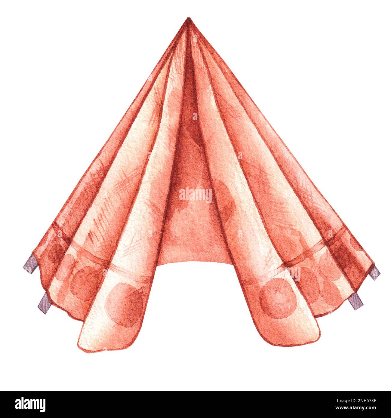 Tenda watercolor stile boho su sfondo bianco per la progettazione di cartoline, motivi, adesivi, carta scrapbooking, industria tessile, web design, social netwo Foto Stock
