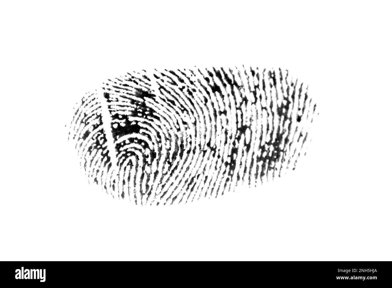 Impronta nera realizzata con inchiostro su sfondo bianco, vista dall'alto Foto Stock