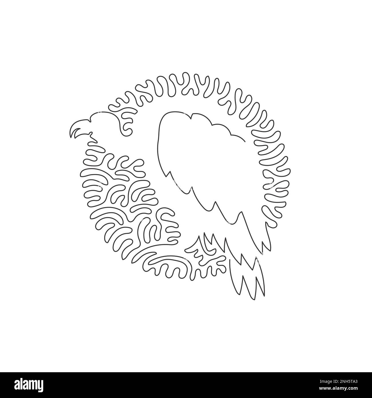 Disegno continuo di una linea curva di brutta arte astratta avvoltoio Illustrazione del vettore del tratto modificabile a linea singola di un avvoltoio con teste caldanti Illustrazione Vettoriale