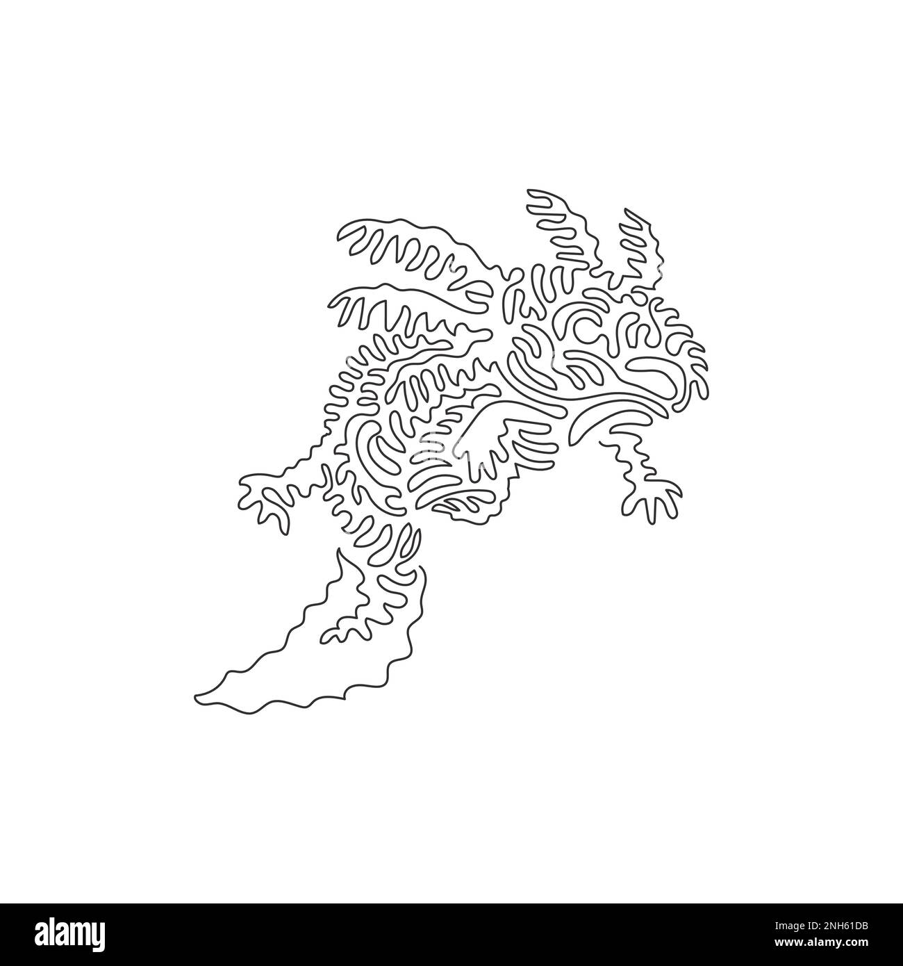 Singolo disegno di una linea di cute axolotl astratto arte Disegno grafico a linea continua illustrazione vettoriale di stupefacenti anfibi marini per l'icona Illustrazione Vettoriale