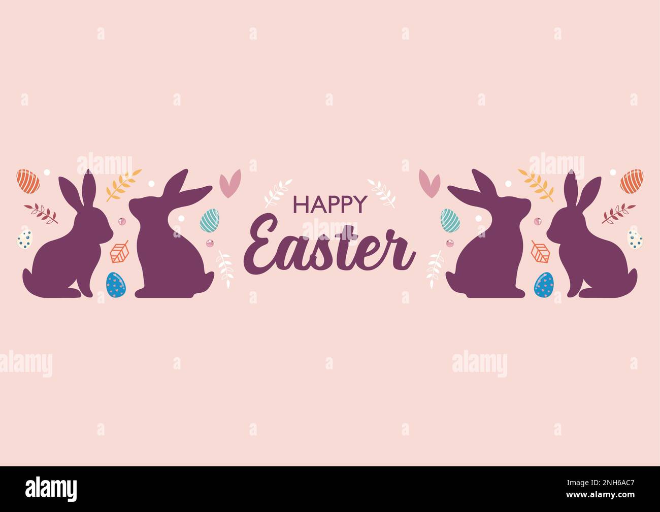 Buona Pasqua decorato carta di pasqua. scheda invito. Illustrazione vettoriale Illustrazione Vettoriale