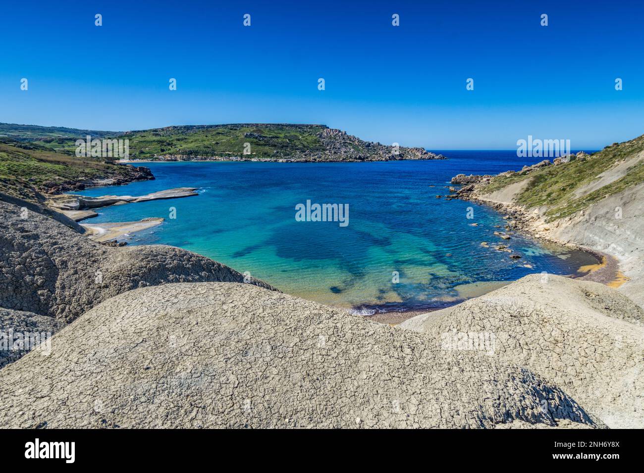 Spiaggia di Qarraba Bay, Malta Foto Stock
