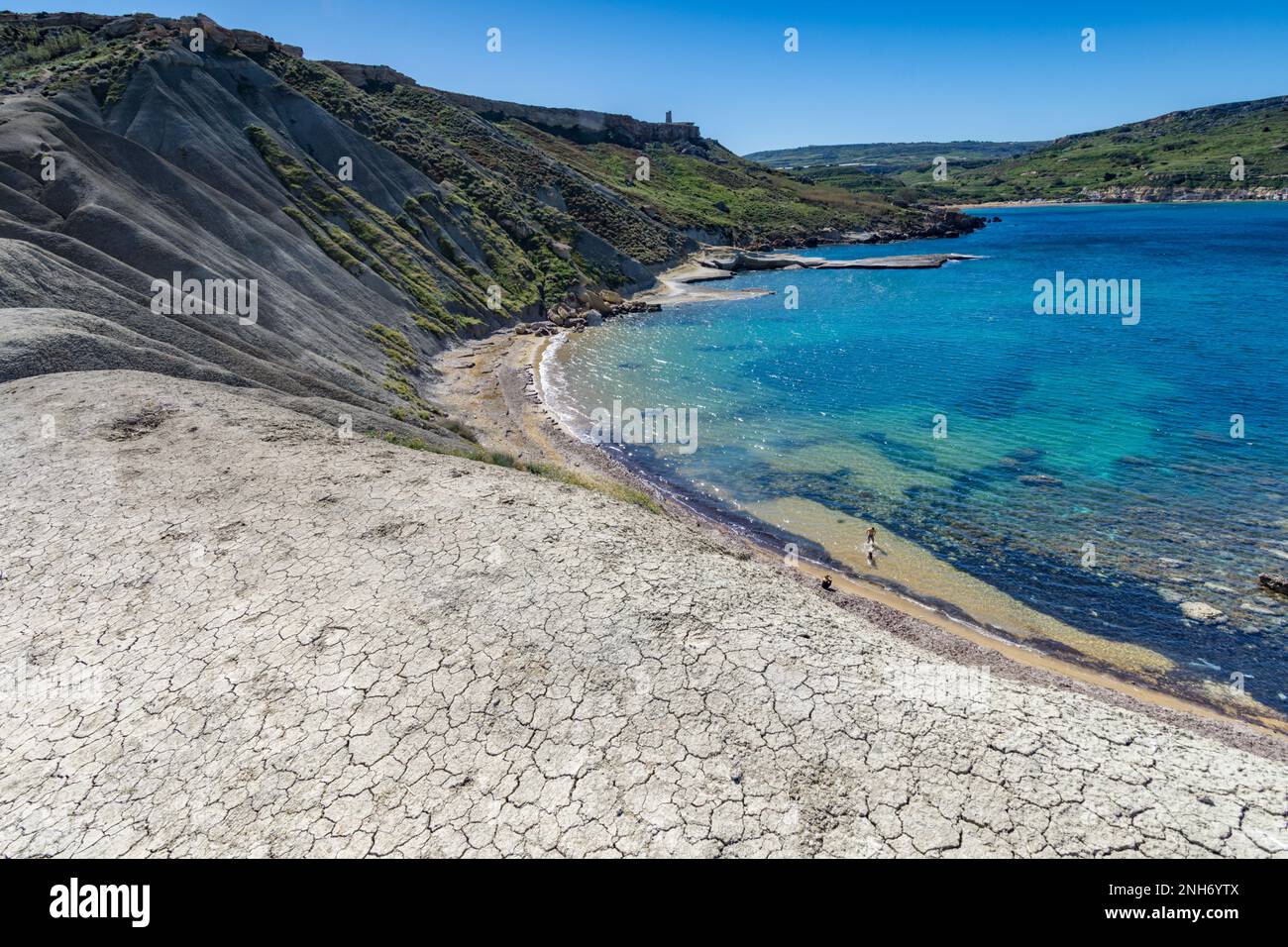 Spiaggia di Qarraba Bay, Malta Foto Stock