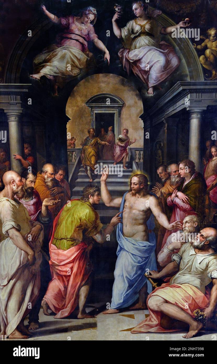 Incredulità di San Tommaso di VASARI, Giorgio 1511, Arezzo, 1574, Firenze, 1572, Basilica di Santa Croce Basilica di Santa Croce a Firenze, Museo delle Belle Arti, Italia, Foto Stock