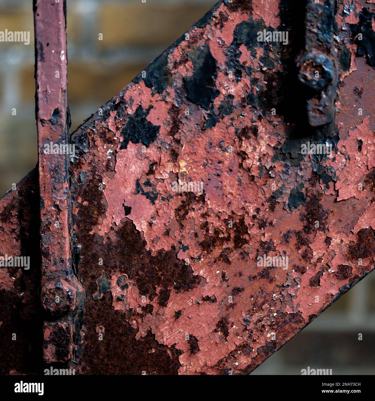 Primo piano immagine vecchie scale di metallo arrugginita che mostrano Texture senza persone Foto Stock