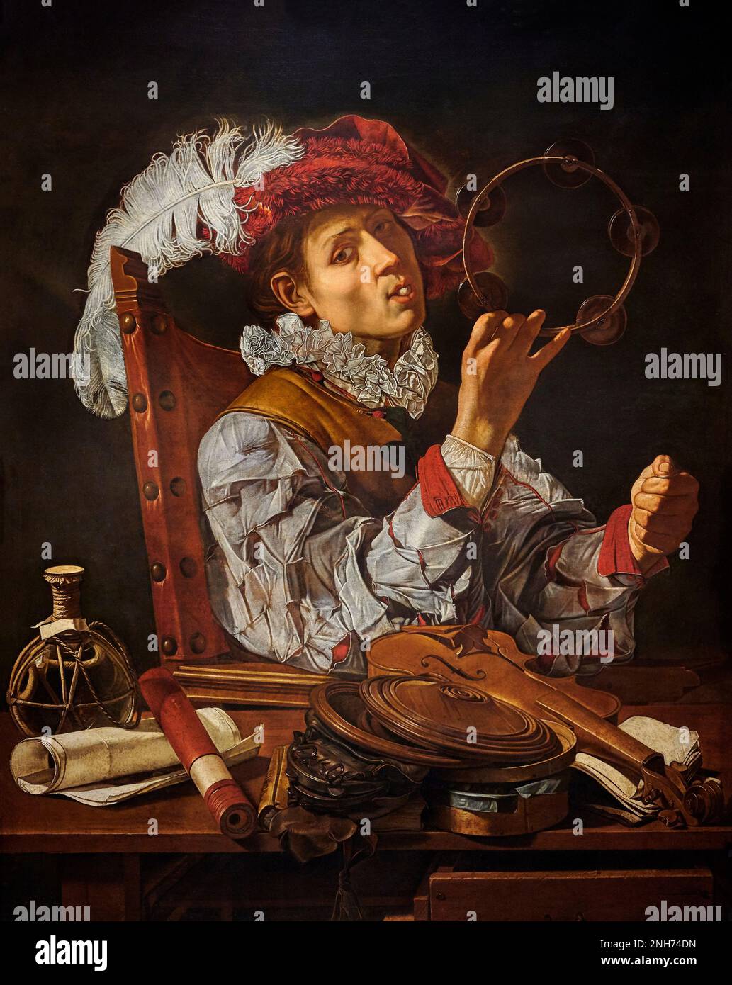 Fabricante di strumenti musicali - olio su tela - Francesco Boneri detto Cecco del Caravaggio - 1616 - Londra, Museo Wellington, Casa di Apsley Foto Stock