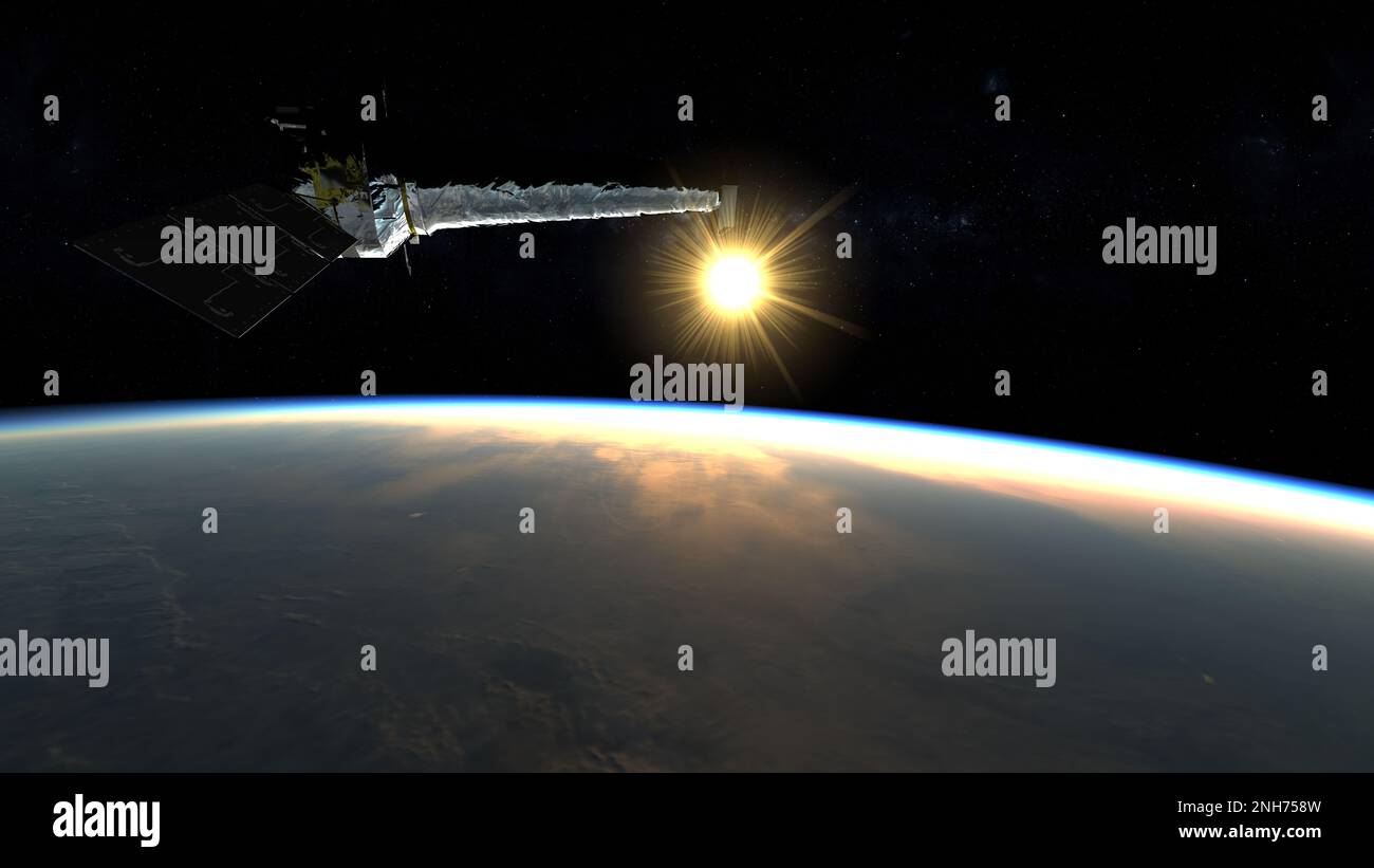 Rappresentazione realistica della terra vista dallo spazio. Elementi di questa immagine fornita dalla NASA. rendering 3d Foto Stock