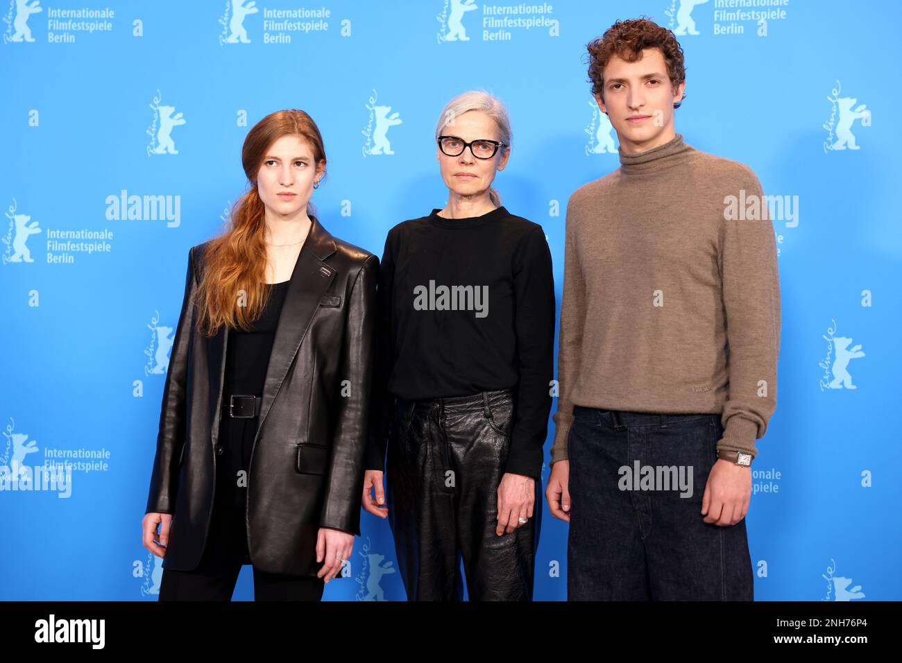 Berlino, Germania. 21st Feb, 2023. Agathe Bonitzer (l-r), attrice, regista, sceneggiatore, editore, E Aliocha Schneider, attore, arriva al Photo Call del film 'Musica', che è in competizione. Il 73rd° Festival Internazionale del Cinema si terrà a Berlino dal 16 al 26 febbraio 2023. Credit: Gerald Matzka/dpa/Alamy Live News Foto Stock