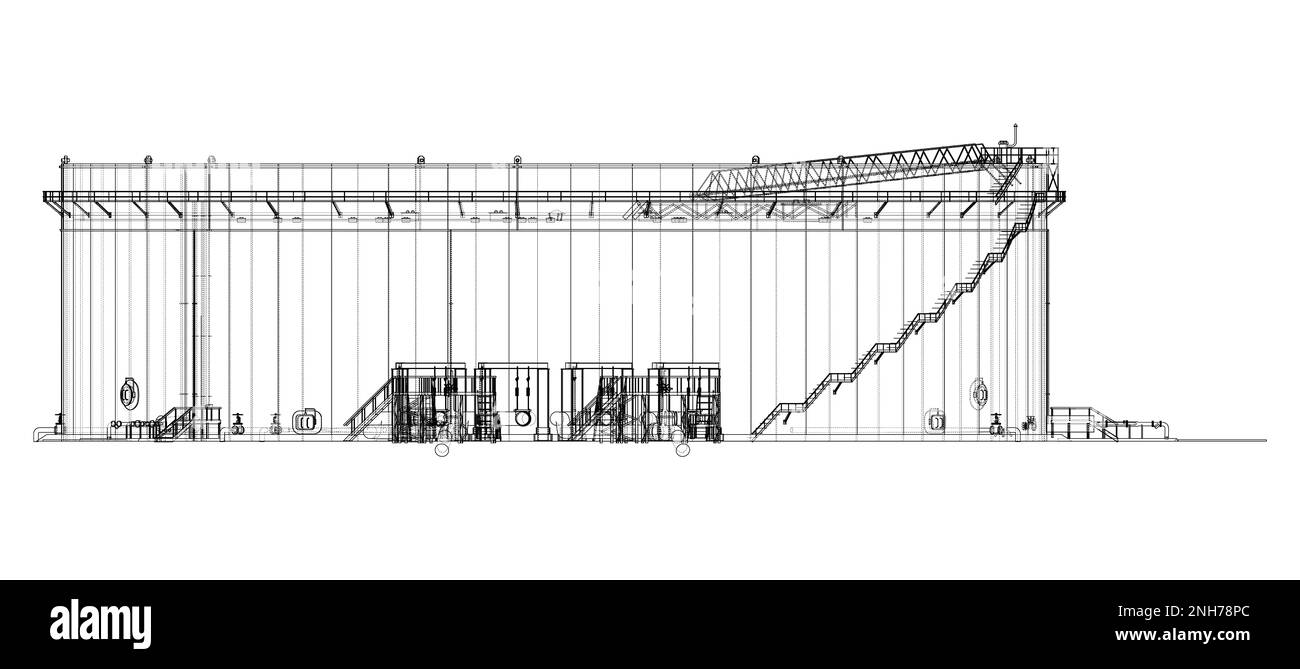 Grande serbatoio olio con tetto galleggiante Foto Stock